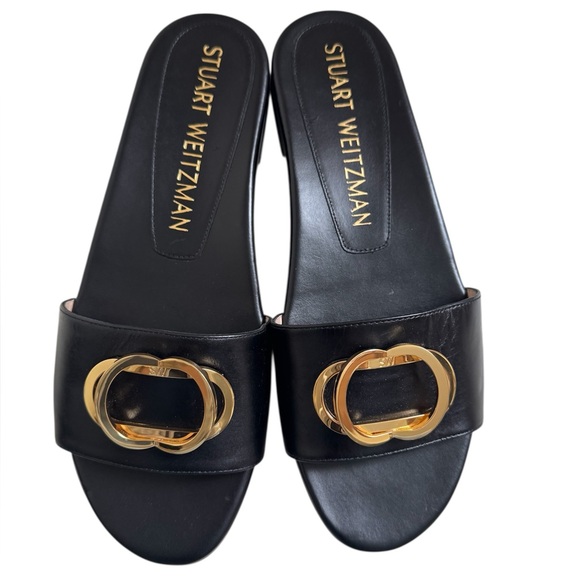 Stuart Weitzman Shoes - Stuart Weitzman Black and Gold Sandals